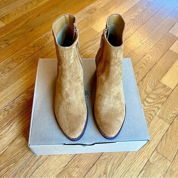 🎁 J. Crew Suede Tan Golden Brandy Western Ankle Boots NWT Size 7.5 - Picture 2 of 11
